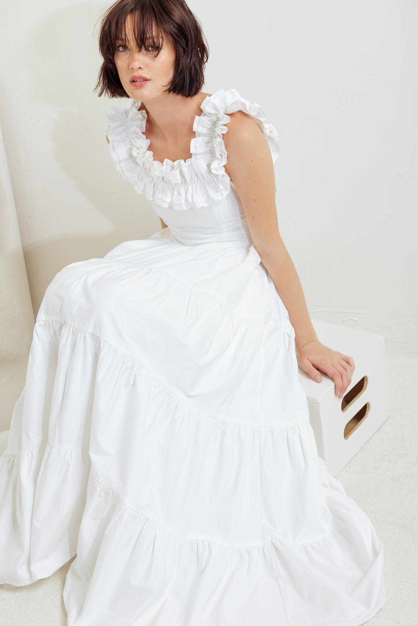 SWEETHEART TIERED ROMANCE WOVEN MIDI DRESS Flying Tomato
